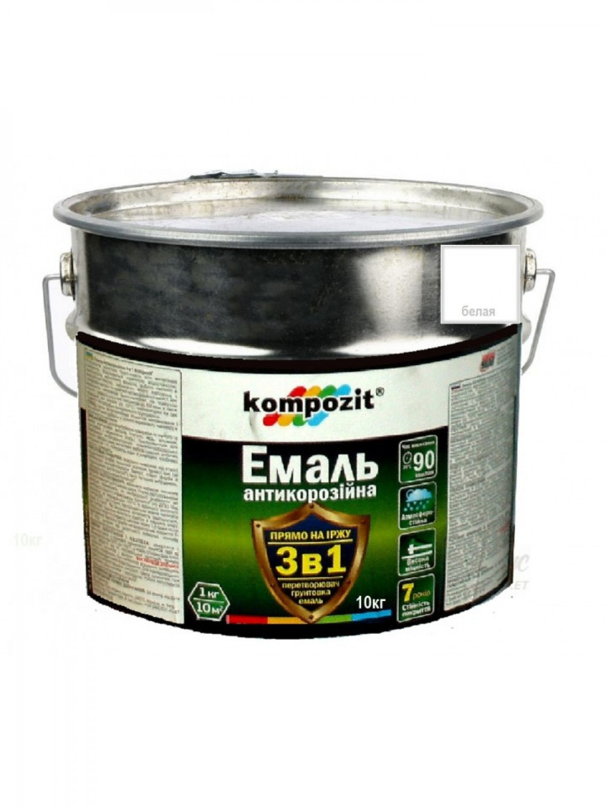 Эмаль-грунт акриловая KOMPOZIT 3 в 1 PROTECT для металла и оцинковки